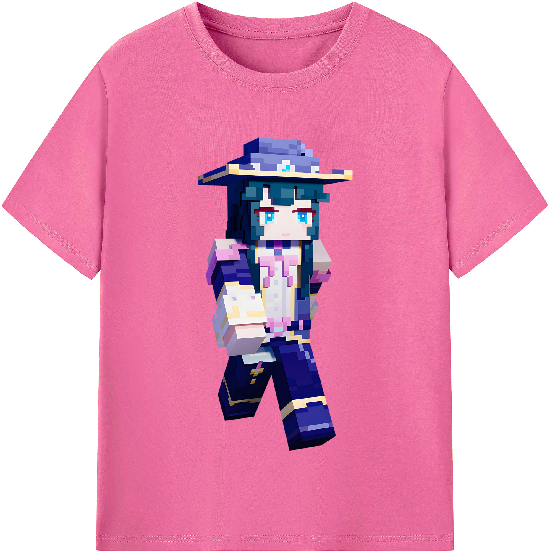 （画像用） マインクラフト ブロックの世界 Minecraft MC Block world レディースカジュアルプリントTシャツ（綿100％）